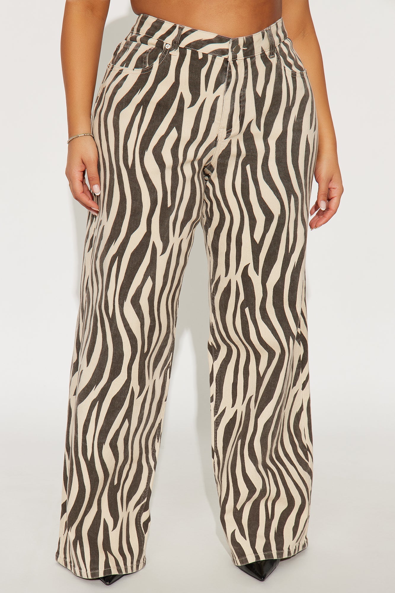 Wild Temptation Printed Wide Leg Jeans - Black/White