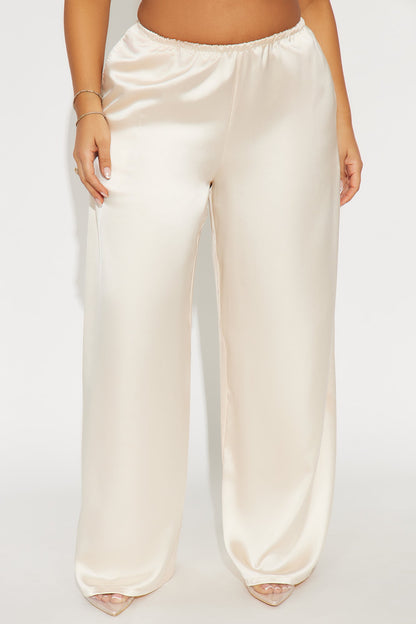 Shine On Satin Wide Leg Pant 32″ - Ivory