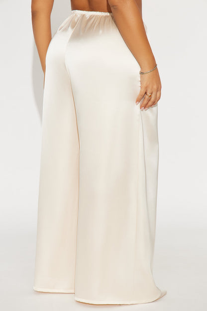 Shine On Satin Wide Leg Pant 32″ - Ivory