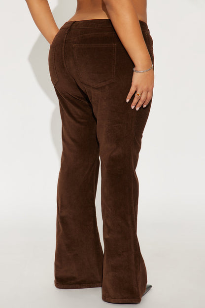 Try To Keep Up Corduroy Flare Pant 32″ - Chocolate