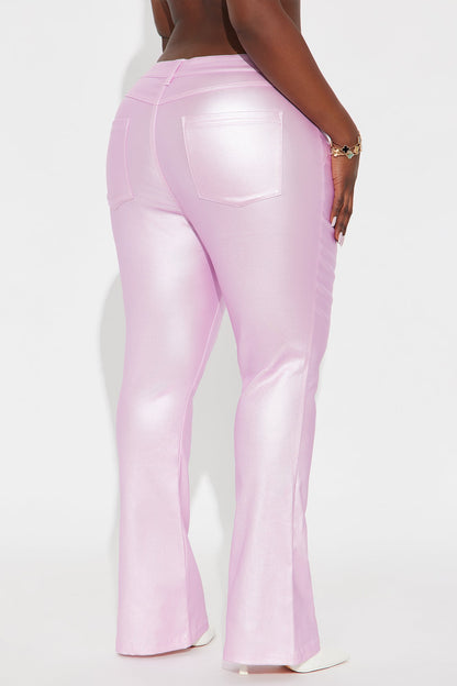 Behind The Flash Metallic Flare Pant - Pink