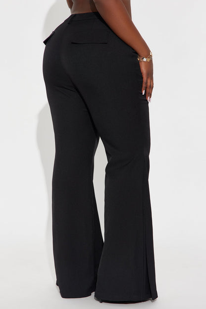 Janet Crepe Flare Trousers 33″ - Black