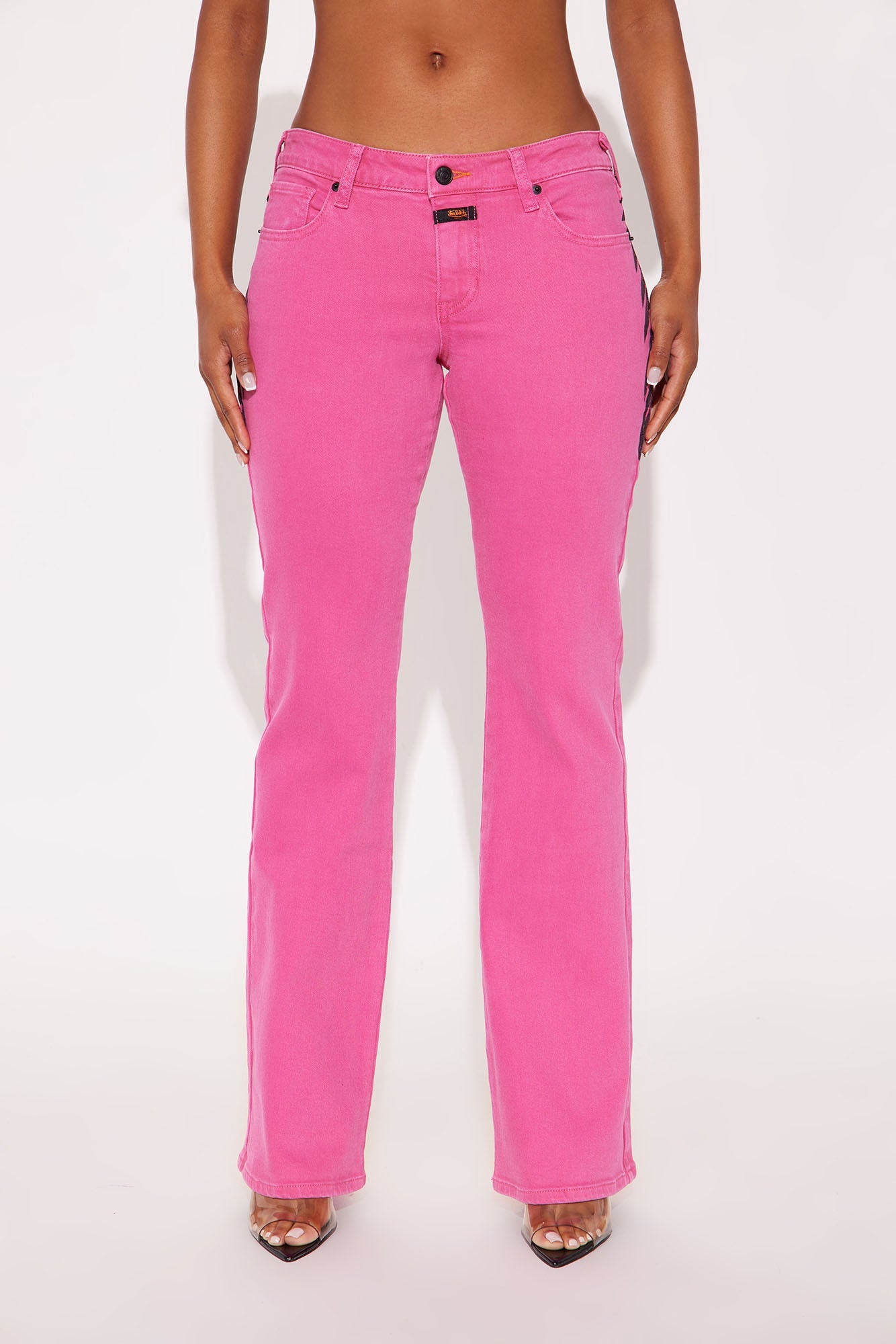 Von Dutch Fly Away Straight Leg Jeans - Hot Pink