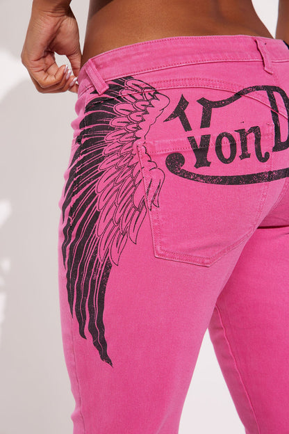 Von Dutch Fly Away Straight Leg Jeans - Hot Pink
