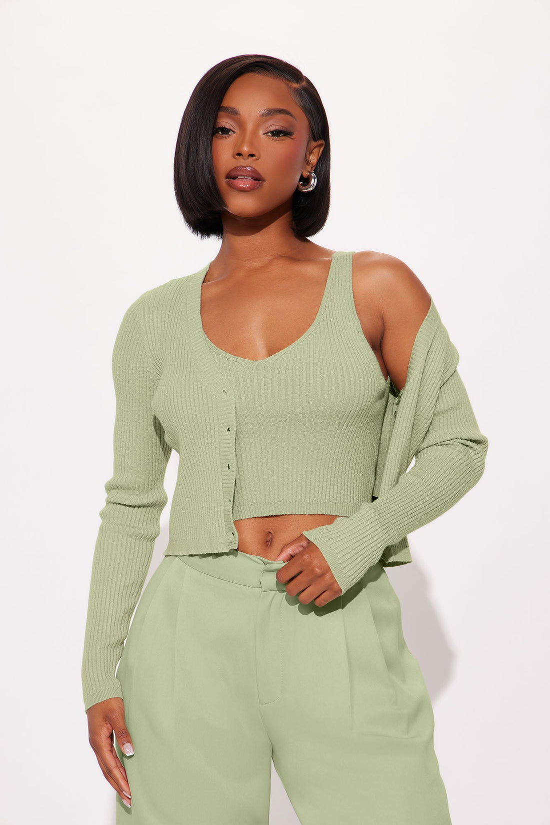 Rainy Afternoons Sweater Set - Sage