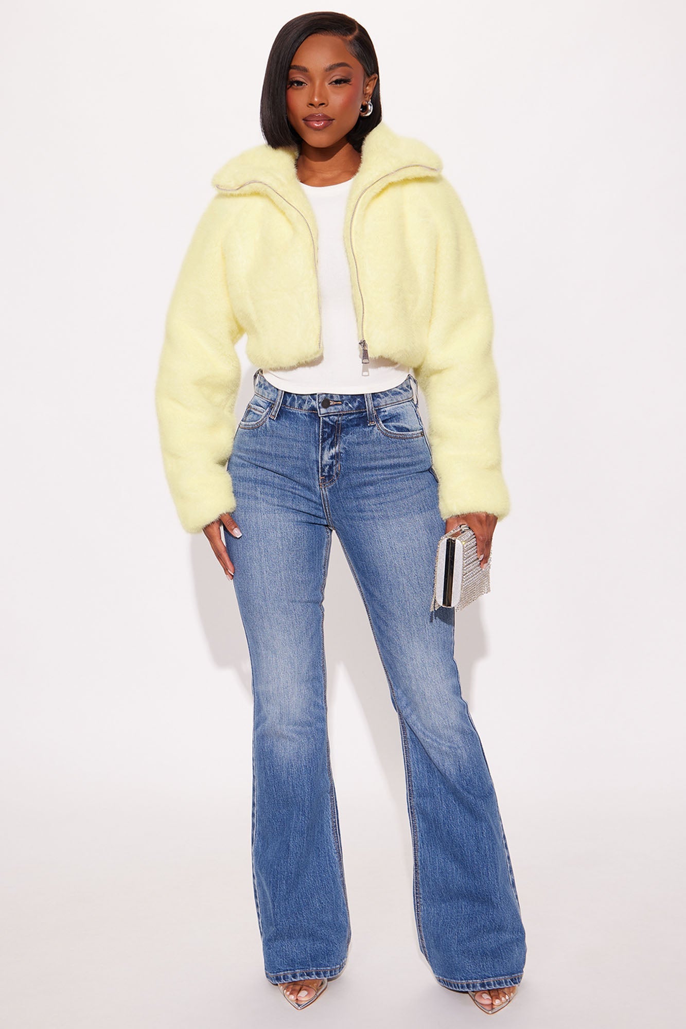 Taking Chances Cropped Faux Fur Coat - Butter Yellow