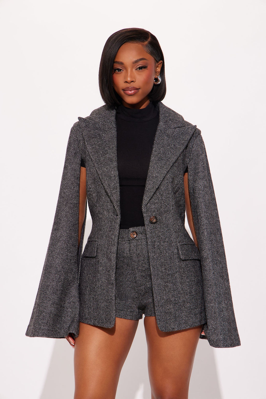 Chelsea Blazer Micro Short Set - Grey