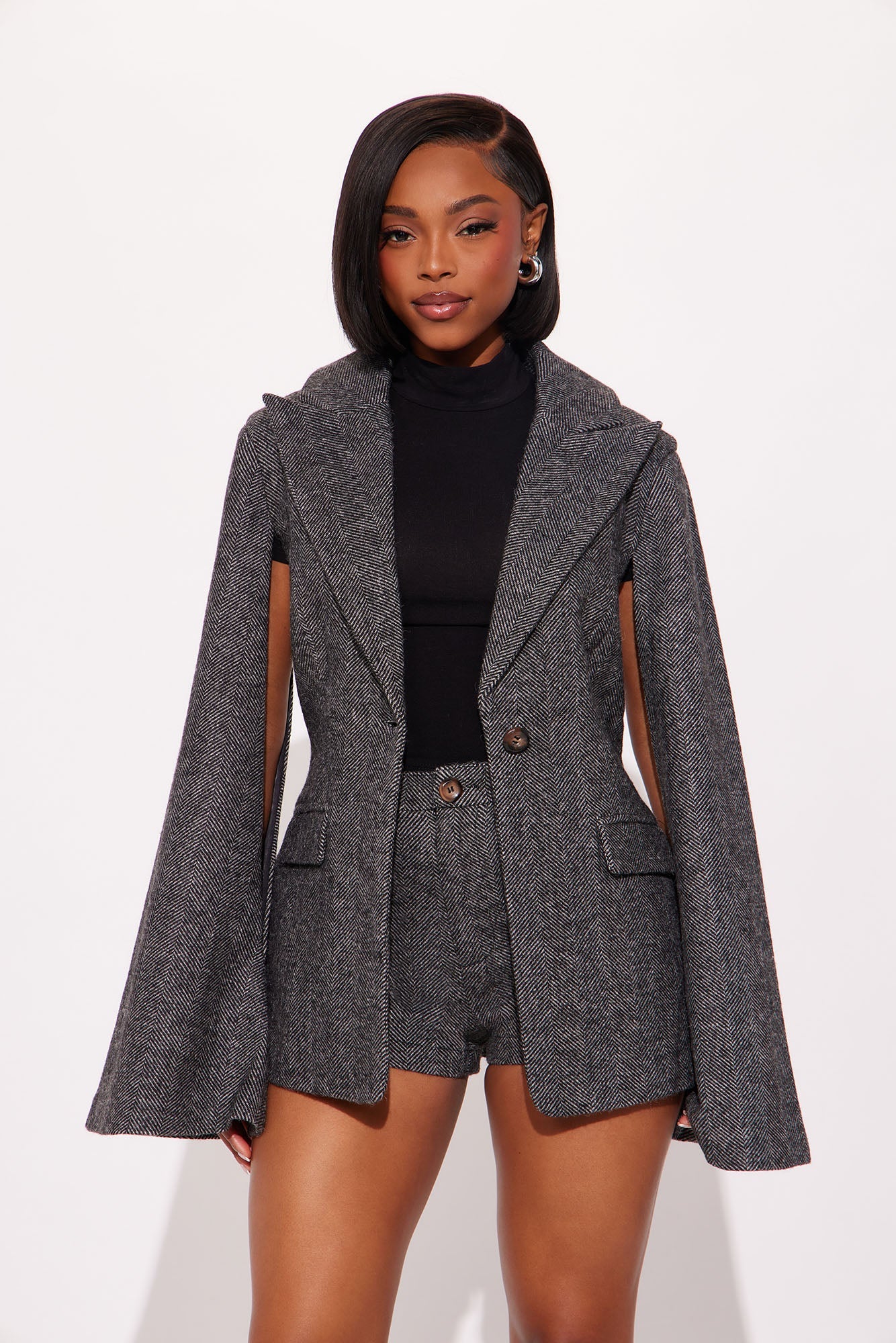 Chelsea Blazer Micro Short Set - Grey