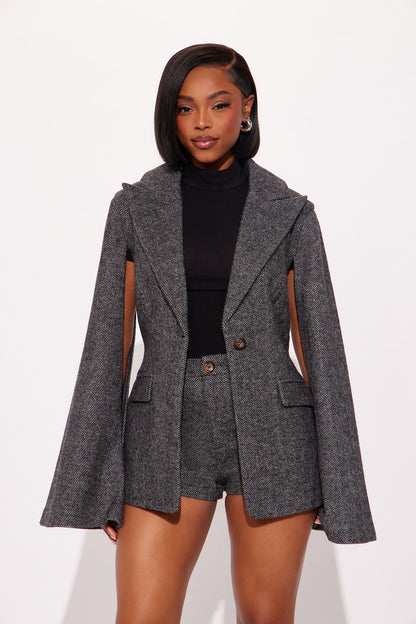 Chelsea Blazer Micro Short Set - Grey