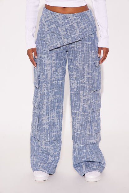 Sierra Distressed Twill Wide Pant 32″ - Blue