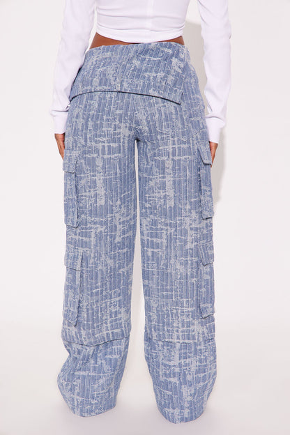 Sierra Distressed Twill Wide Pant 32″ - Blue