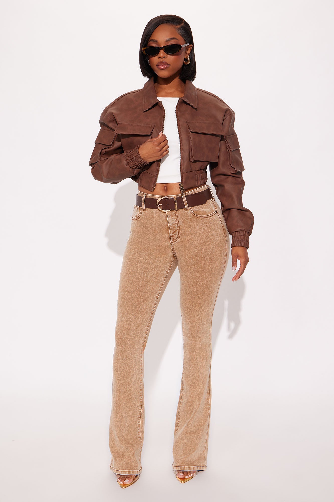 Highly Motivated Mid Rise Bootcut Jeans - Tan