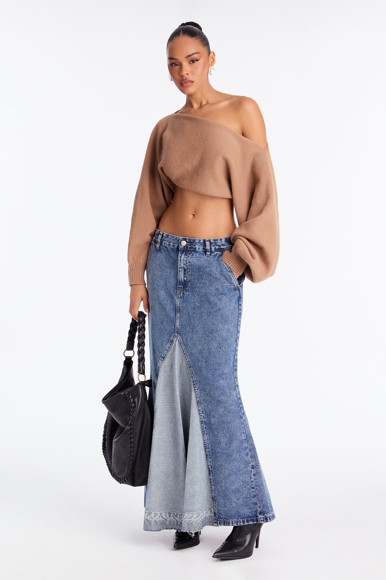 Just My Vibe Medium Wash Denim Maxi Skirt - Medium Wash