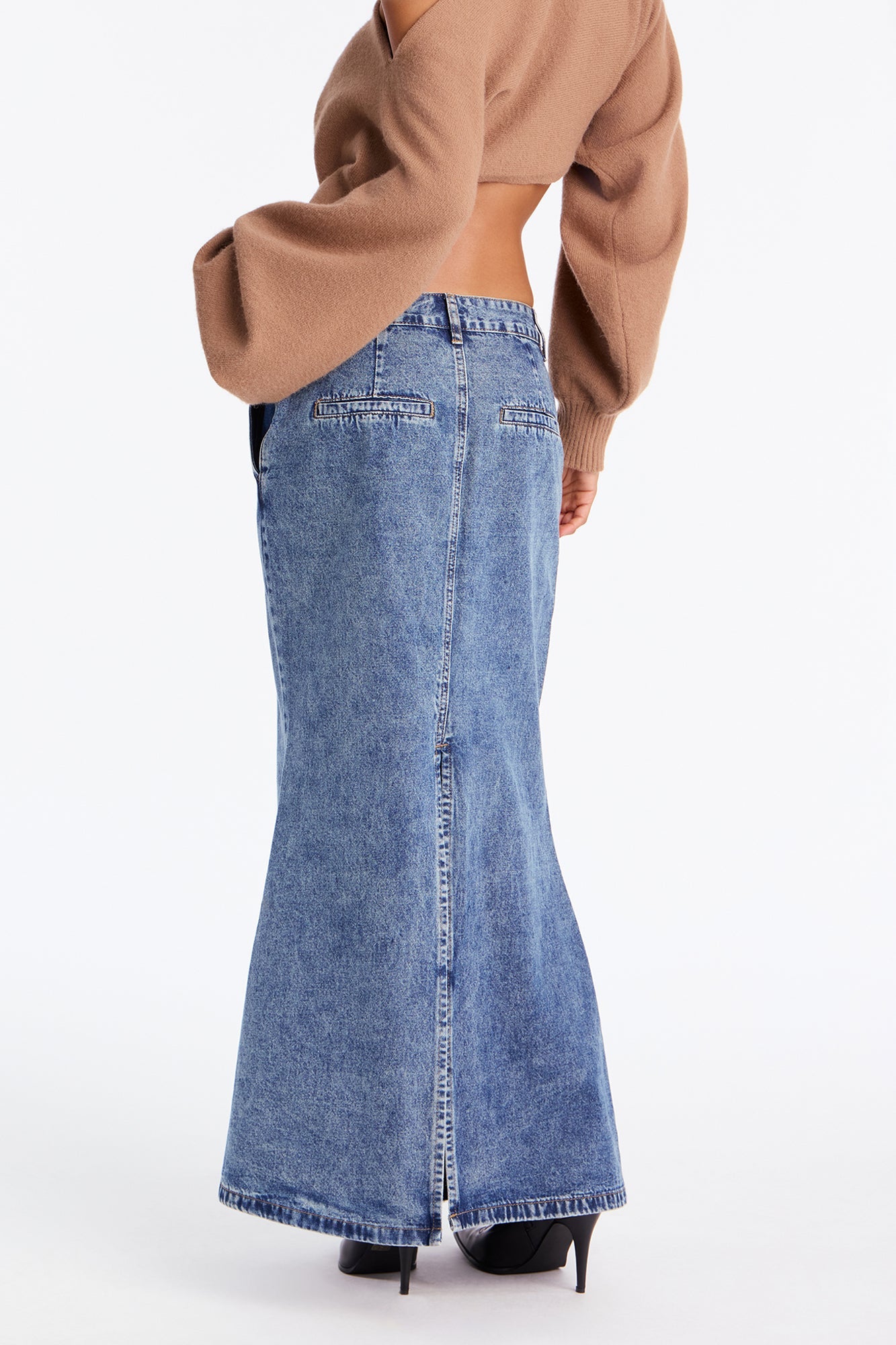 Just My Vibe Medium Wash Denim Maxi Skirt - Medium Wash