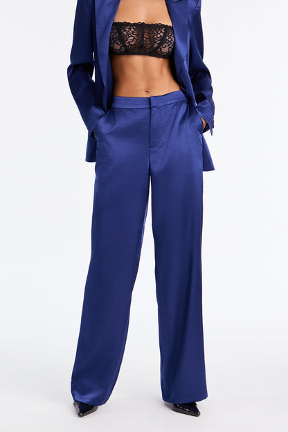 Selena Satin Wide Leg Pants 33″ - Navy