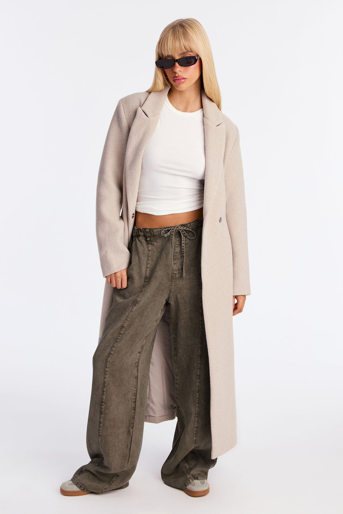 Okalani Washed Wide Leg Pant 33 - Military Green