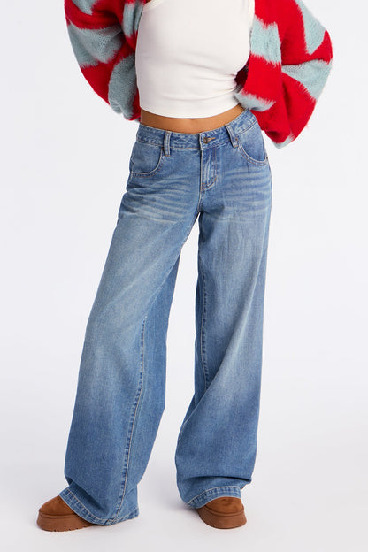 Newbie Non Stretch Low Rise Jeans - Medium Wash
