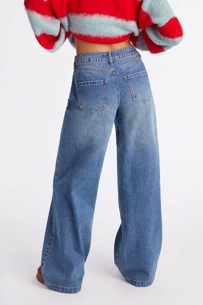 Newbie Non Stretch Low Rise Jeans - Medium Wash
