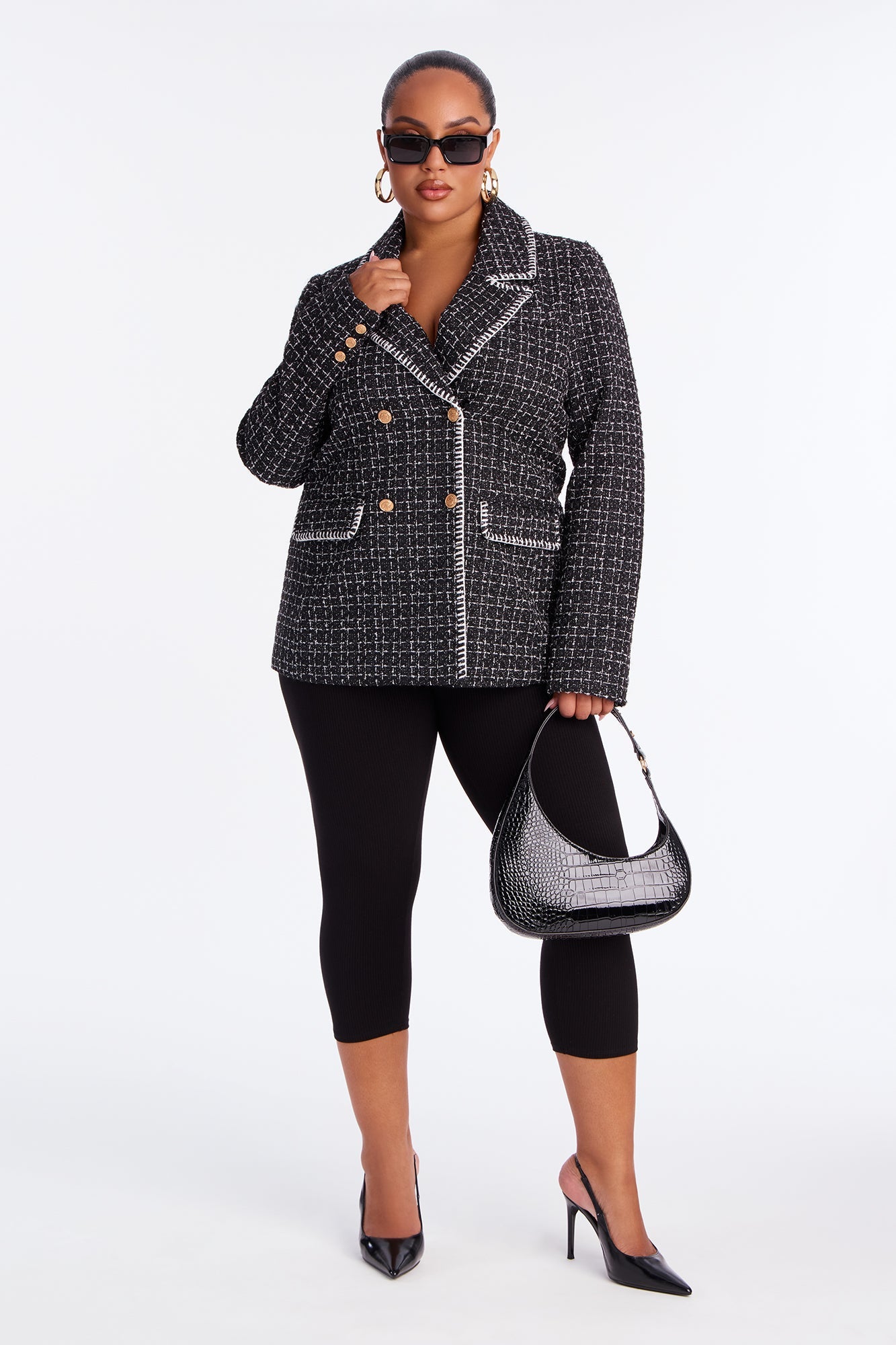 Ally Tweed Blazer - Black
