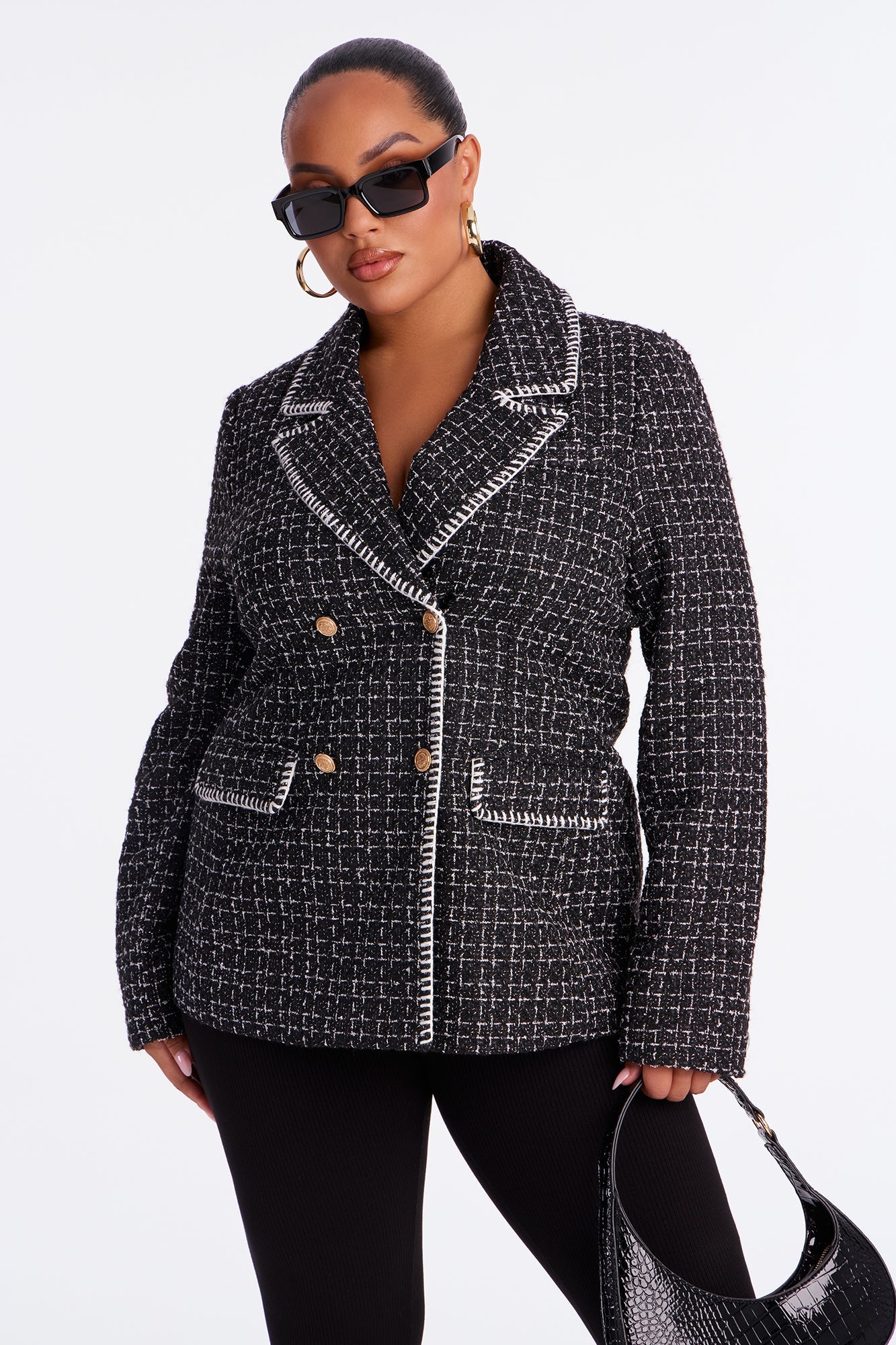 Ally Tweed Blazer - Black