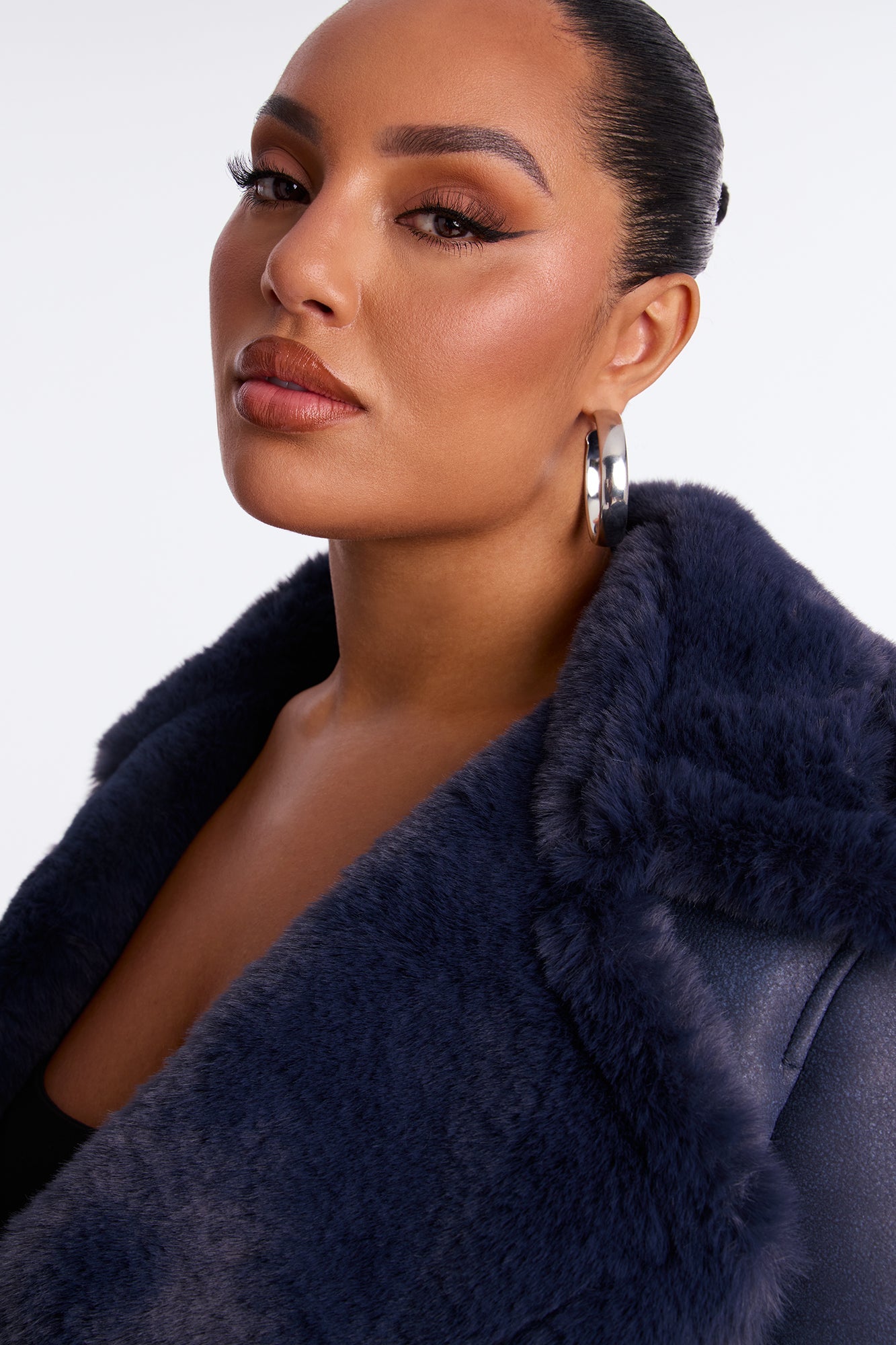Jamie Faux Leather Moto Jacket - Navy
