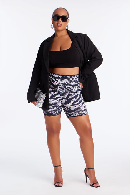 Florentina Lace Trim Biker Short - Black/combo