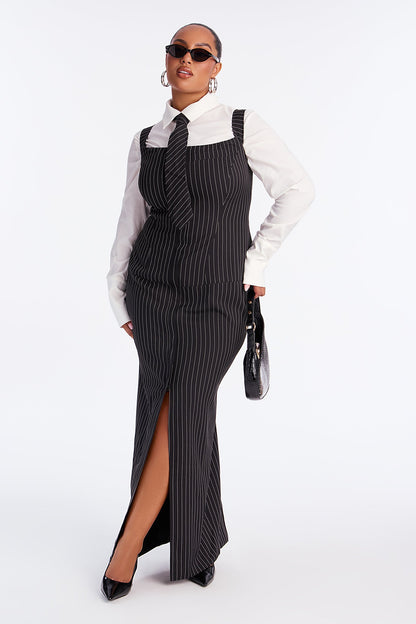 Zoey Pinstripe Maxi Dress - Black/White