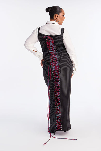 Zoey Pinstripe Maxi Dress - Black/White