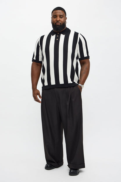 Old Sport Striped Short Sleeve Polo - Black/combo