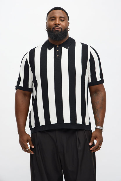 Old Sport Striped Short Sleeve Polo - Black/combo