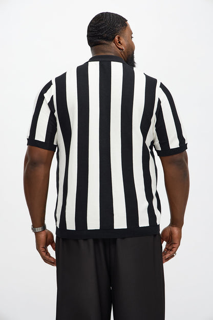 Old Sport Striped Short Sleeve Polo - Black/combo