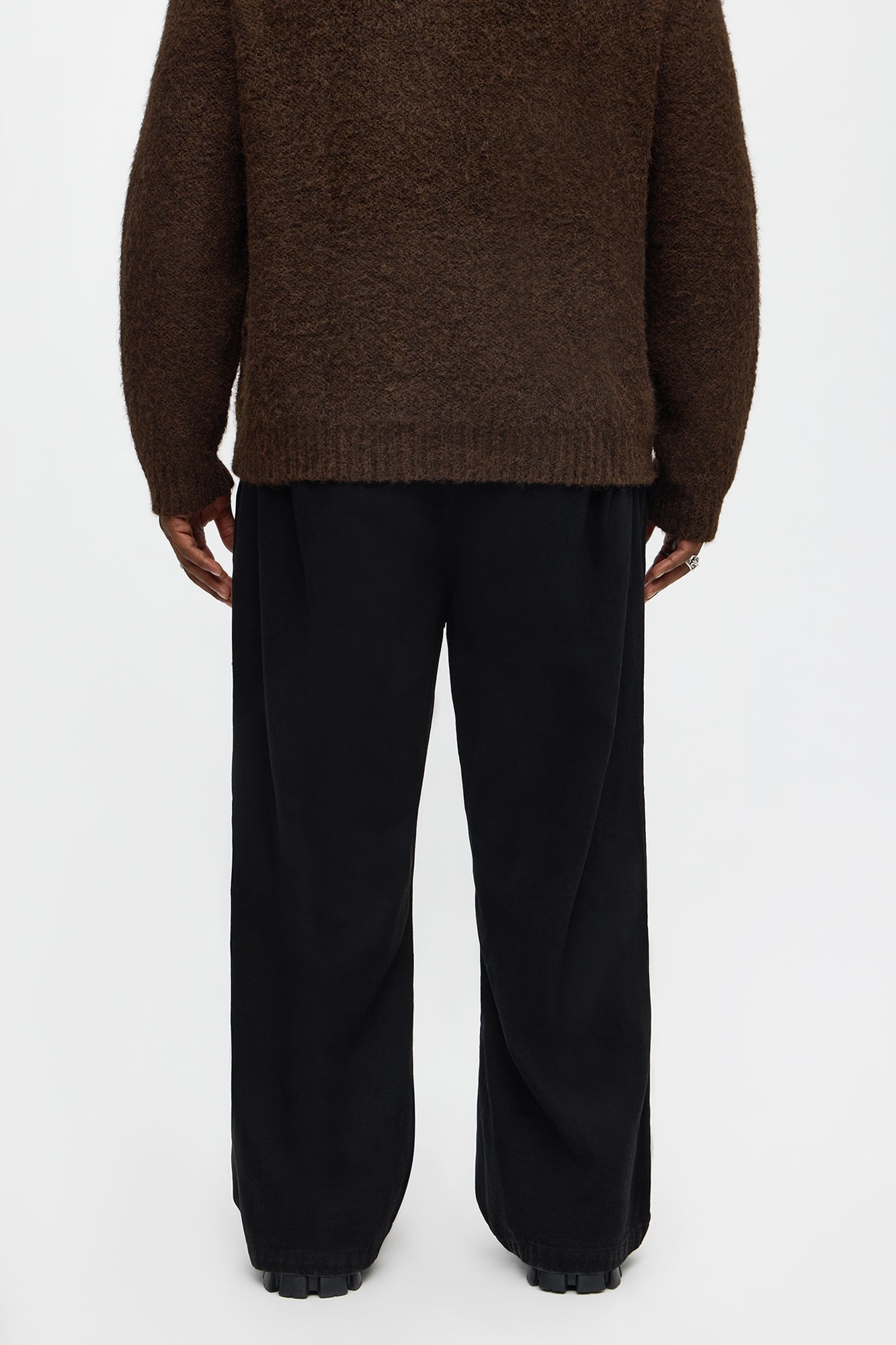 Baggy Wide Leg Pleated Jean - Black