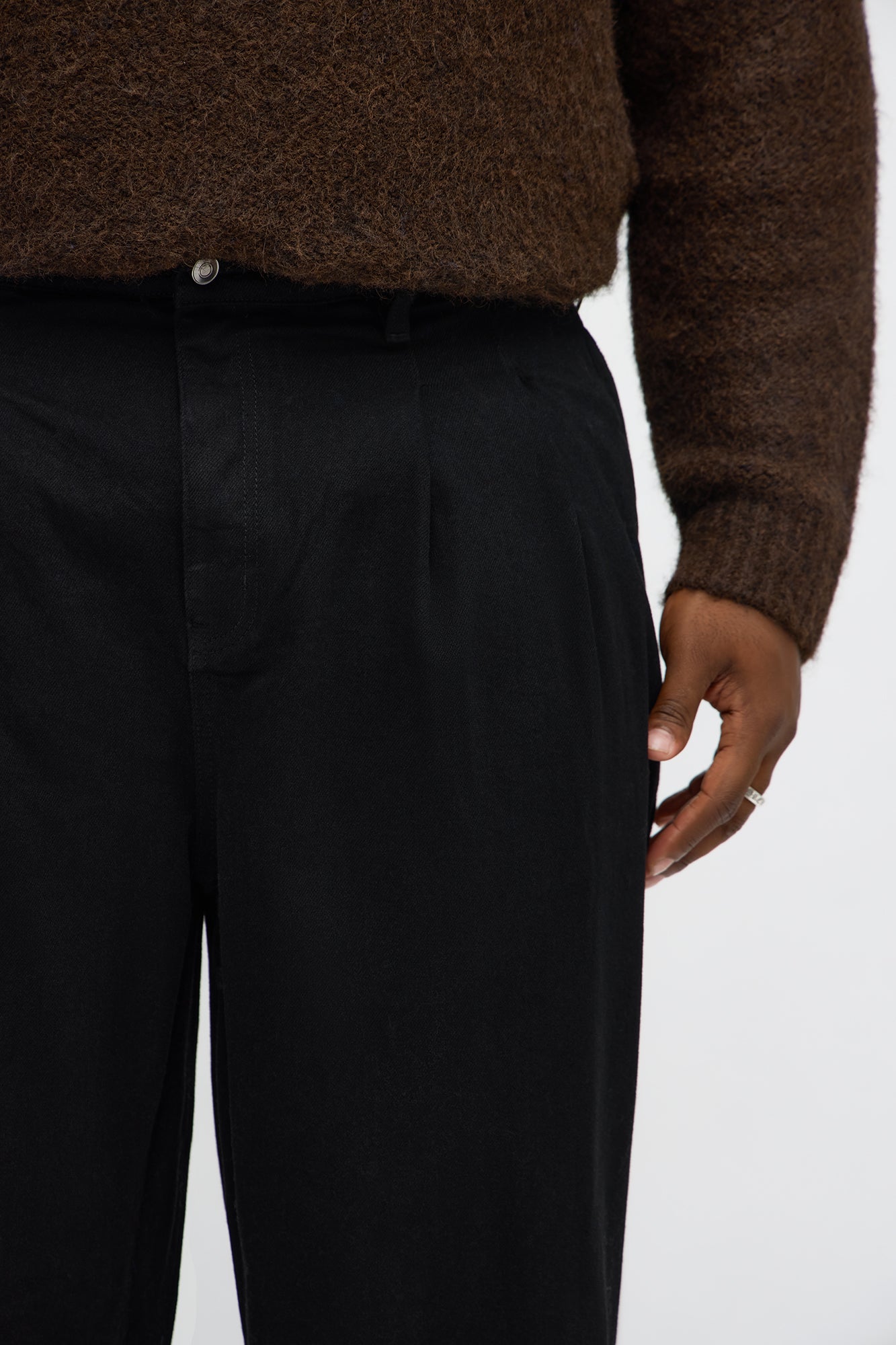 Baggy Wide Leg Pleated Jean - Black