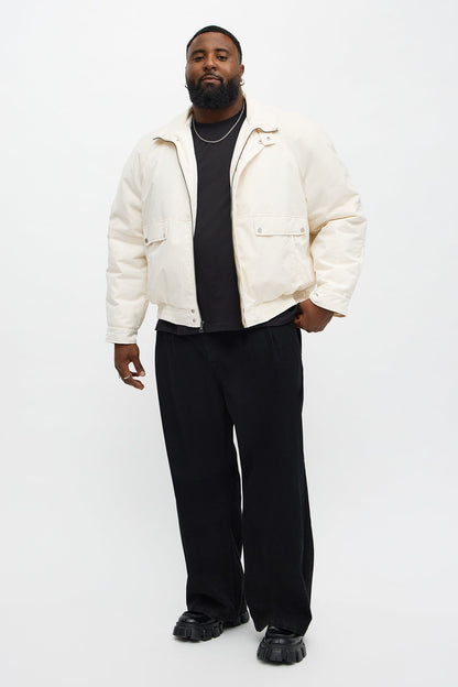 Level Up Paneled Bomber Puffer Jacket - Off White