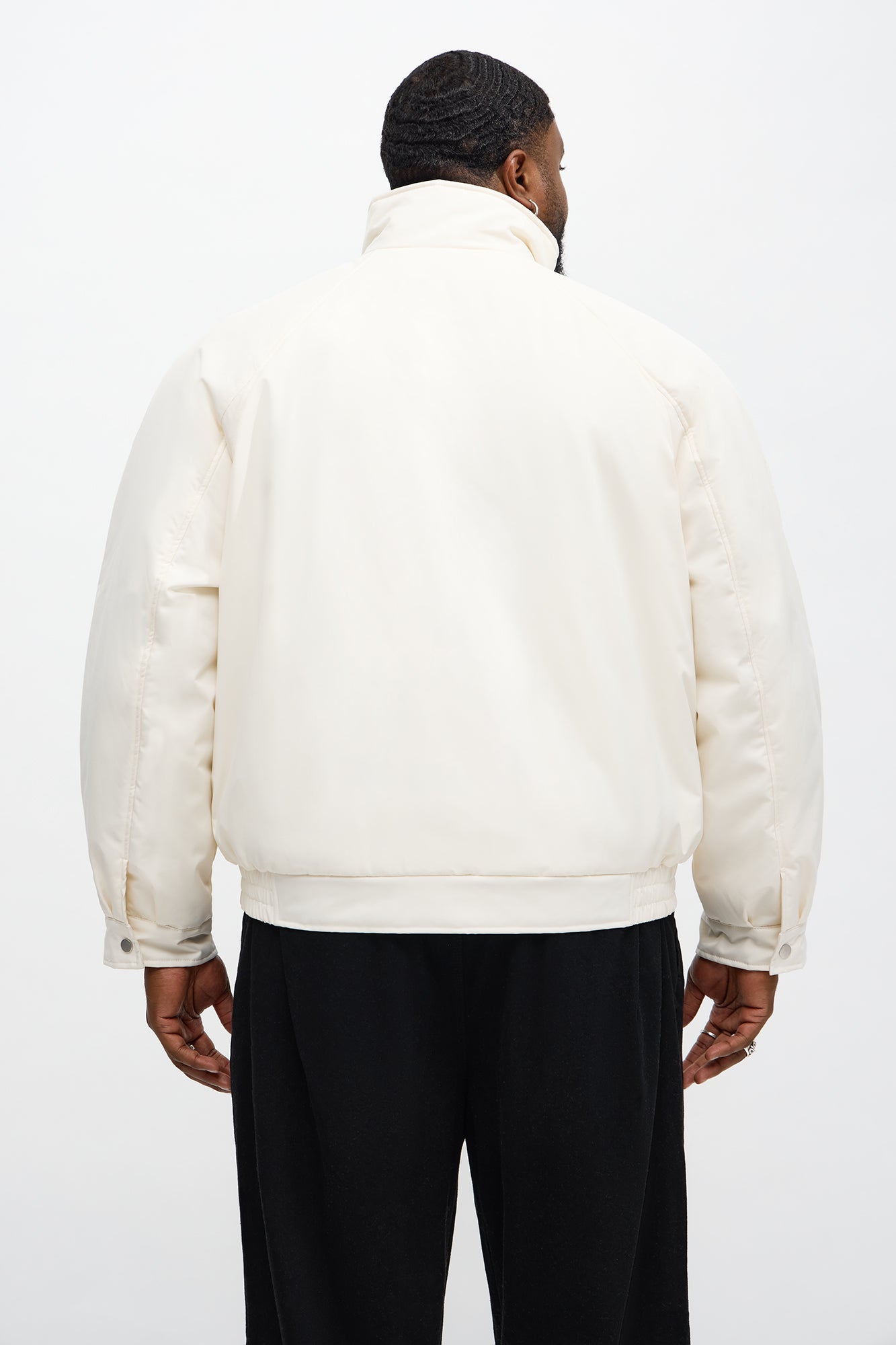 Level Up Paneled Bomber Puffer Jacket - Off White