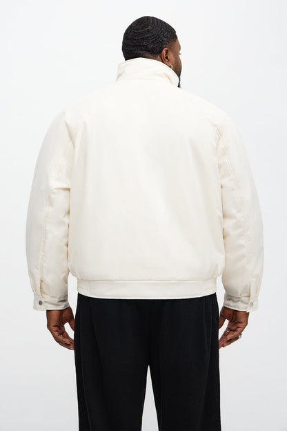 Level Up Paneled Bomber Puffer Jacket - Off White