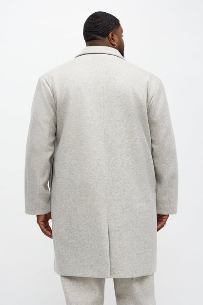 Elevated Faux Wool Double Breasted Car Coat - Grey