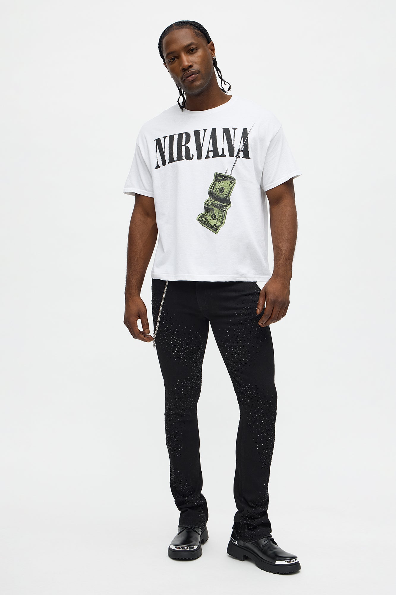 Stacked Skinny Flare Got That Razz Jewel Jean - Black