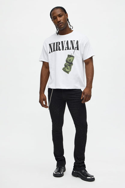 Stacked Skinny Flare Got That Razz Jewel Jean - Black