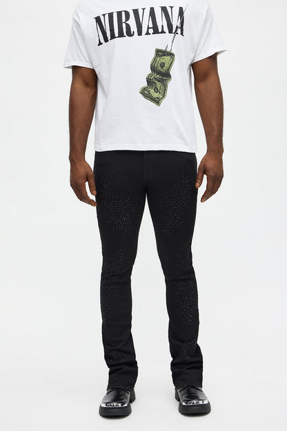 Stacked Skinny Flare Got That Razz Jewel Jean - Black