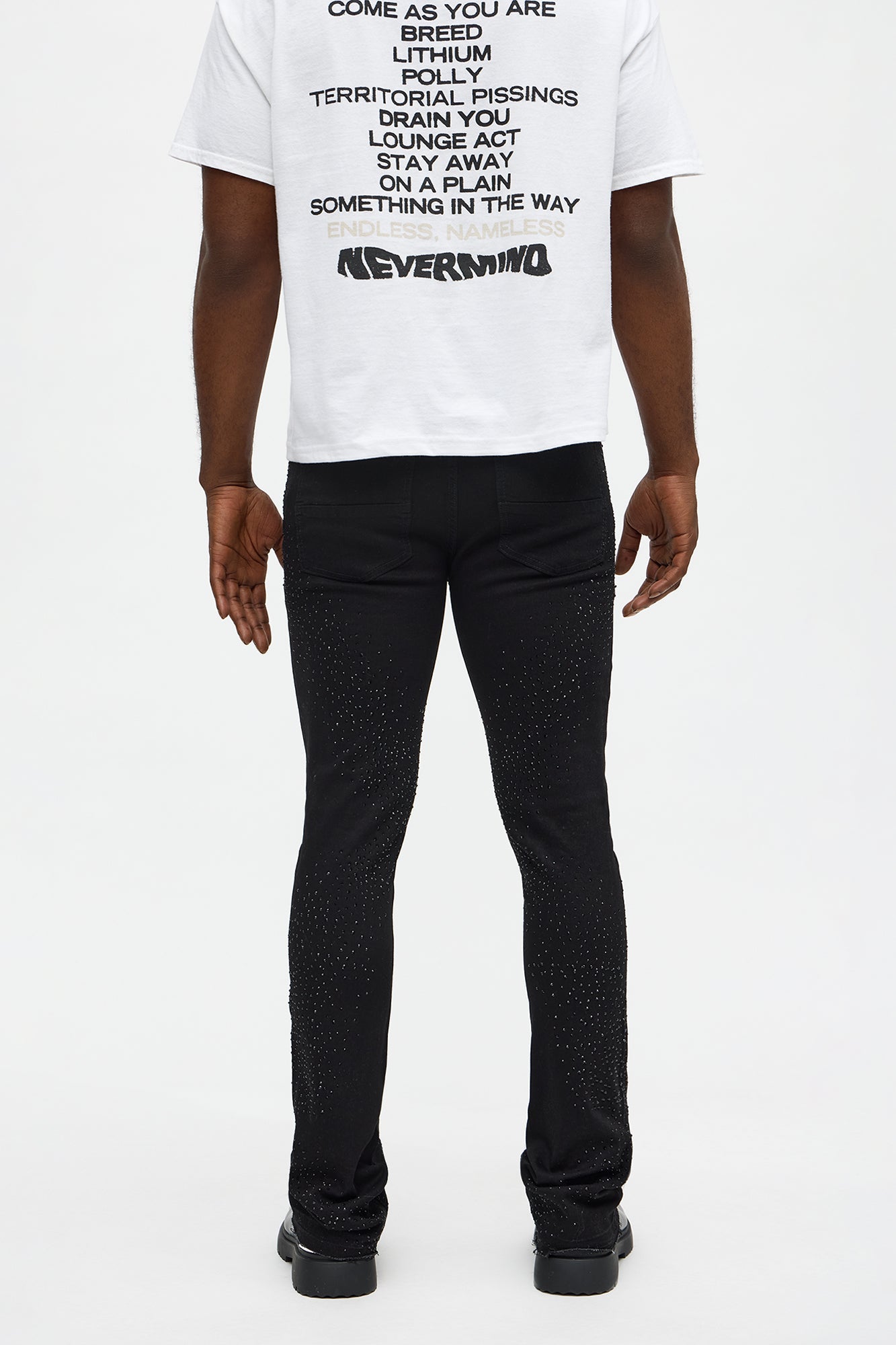 Stacked Skinny Flare Got That Razz Jewel Jean - Black