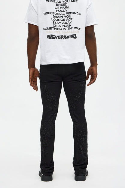 Stacked Skinny Flare Got That Razz Jewel Jean - Black