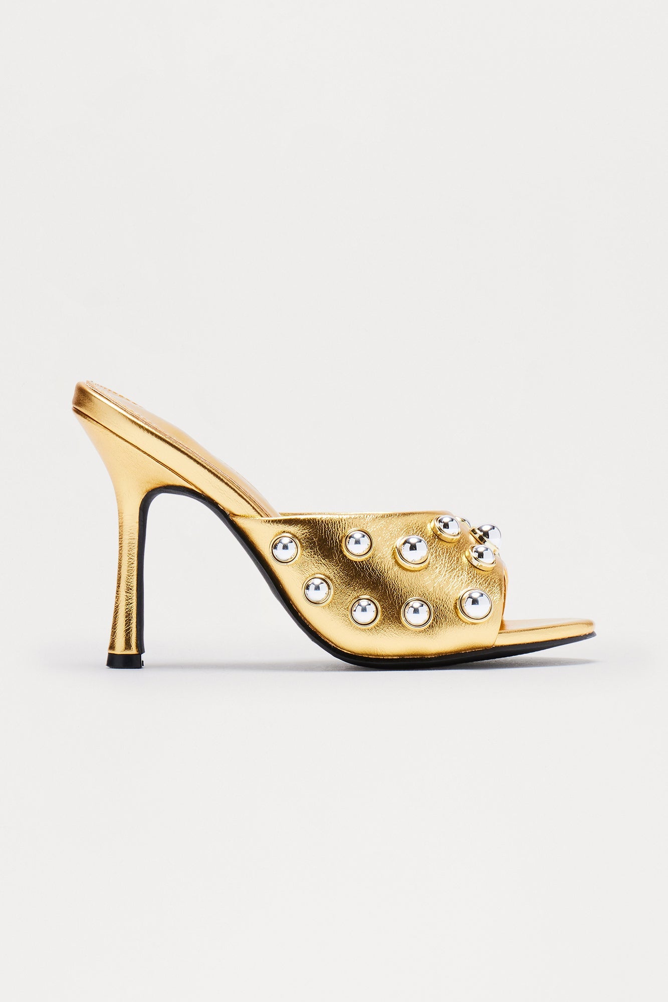 Malabo Studded Metallic Heels - Gold