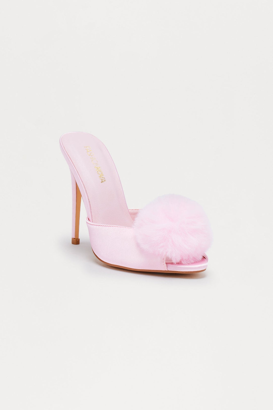 Shayla Faux Fur Satin Heels - Pink