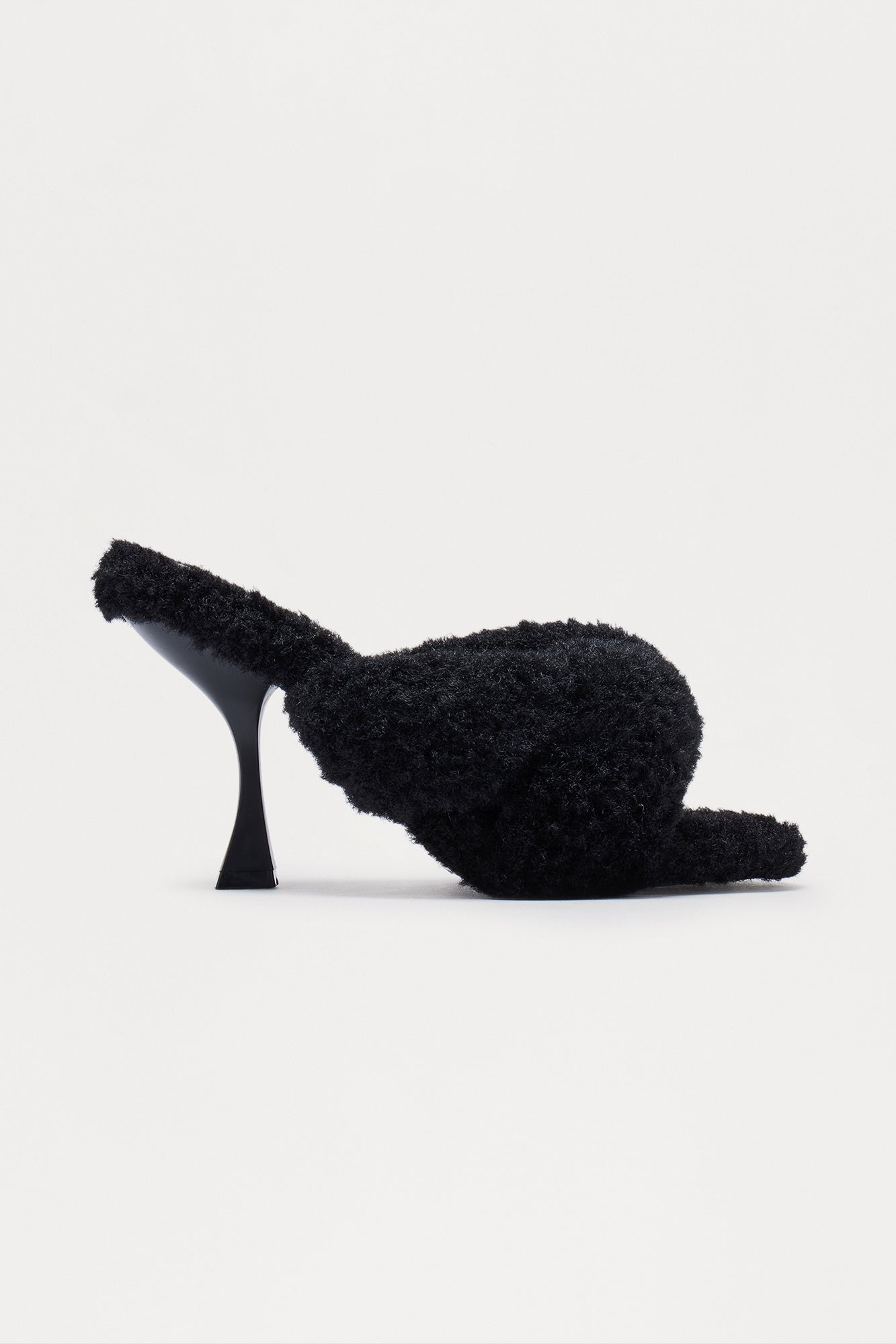 Unveil Knotted Sherpa Heels - Black
