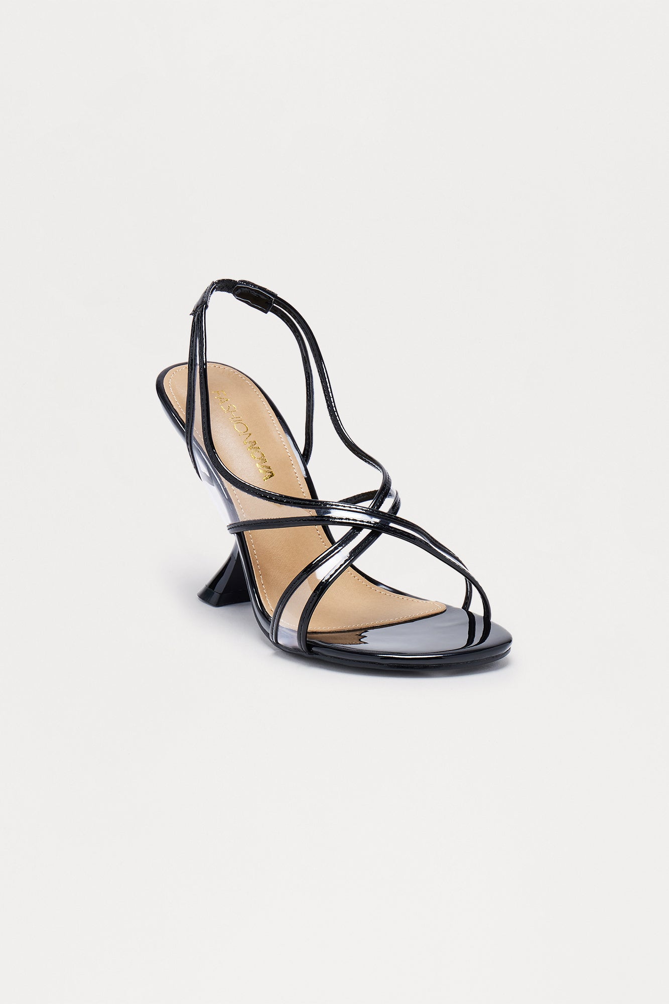 Calla Faux Patent Slingback Heels - Black