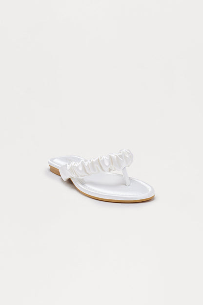 Staci Satin Flip Flops - White