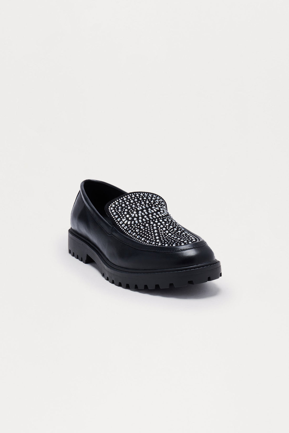 Embellished Slip On Loafers - Black