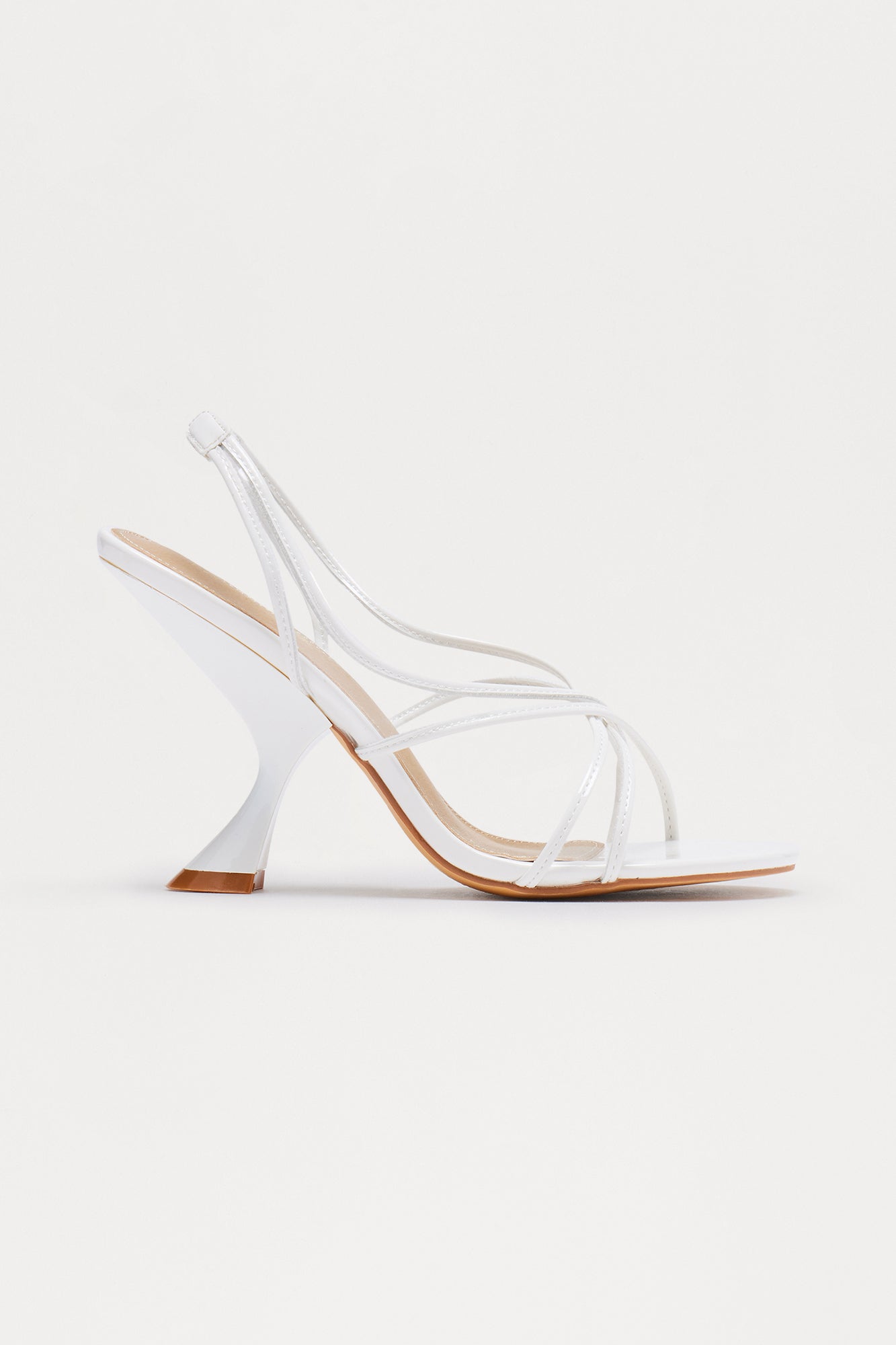 Calla Faux Patent Slingback Heels - White