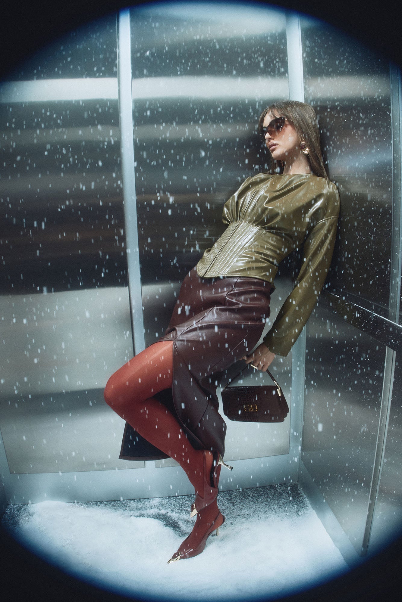 Level Up Faux Leather Fitted Jacket - Olive